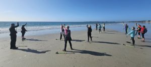 échauffement BungyPump sur la plage